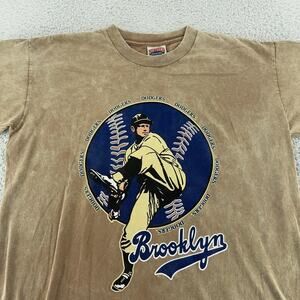 Vintage Brooklyn Dodgers Shirt Mens Large Brown MLB Baseball Cooperstown 90s Tee